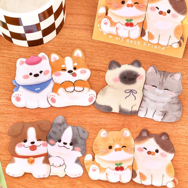 Канцелярские подарки Kawaii Милые наклейки с животными Студенческая креативная комбинация Стикеры для сообщений Можно клеить N раз Блокнот для заметок