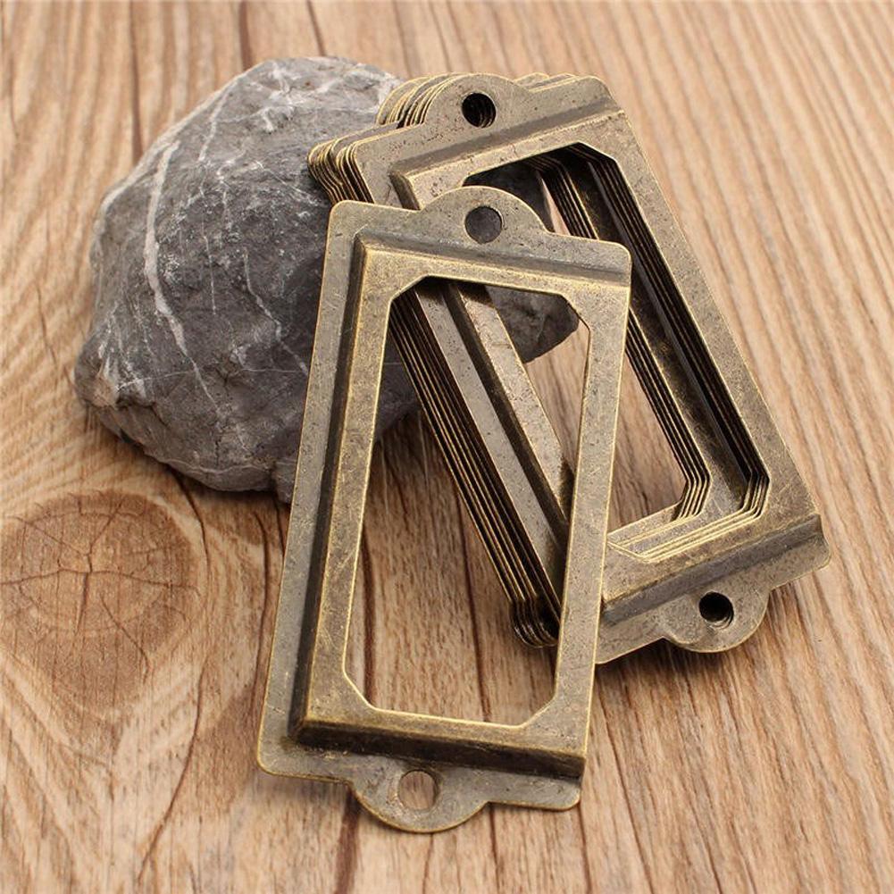 12pcs Metal Label Pull Handle Antique Brass Card Holder Vintage Portable Multi-function Convenient for Furniture Cabinet