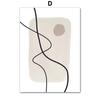 Beige Black Abstract Lines Figures Drawing Minimalist Wall Art Canvas Painting Posters And Prints Pictures For Living Room Decor