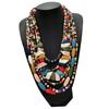 Vibrant Bohemian Style Multilayer Necklace Artistic Bohemian Multilayer Wood Neck Chain Jewelry Set for Music Festivals