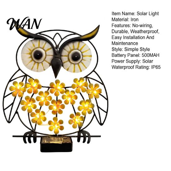 Outdoor Solar Wall Decoration Owl Light Butterfly Garden Decorative Metal Decor Waterproof IP65 Artistic Lights with Upgraded Panels and LED Lighting