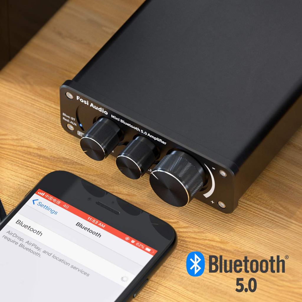 Fosi Audio BT10A Bluetooth усилитель стереоусилитель 50 Вт x2 небольшой высокочастотный 2-канальный цифровой приемник класса D базовый пассивный усилитель динамика для