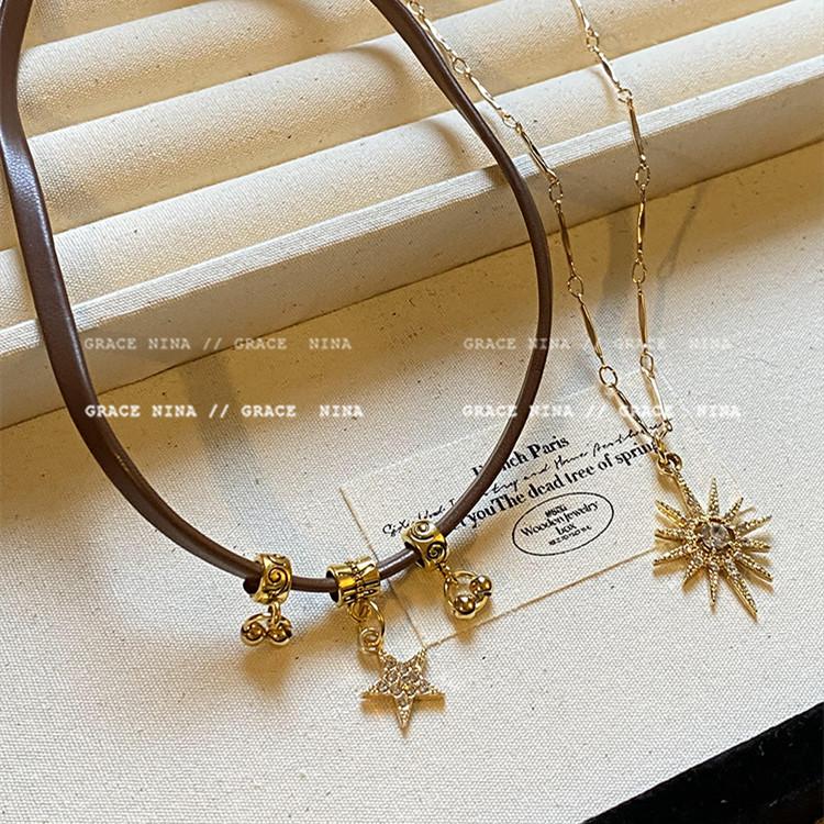 Maillard Vintage Double-Layer Star Clavicle Chain Women Light Luxury Niche Autumn Daily Street Decorative Choker Neck Jewelry