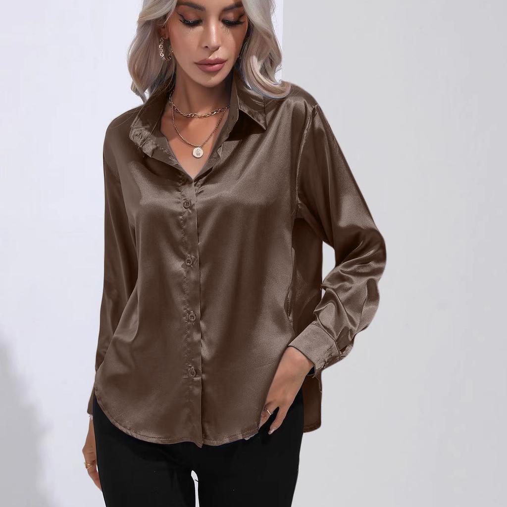 Женская простая блузка, весенний новый кардиган с V-образным вырезом, свободная рубашка с длинным рукавом и пуговицами