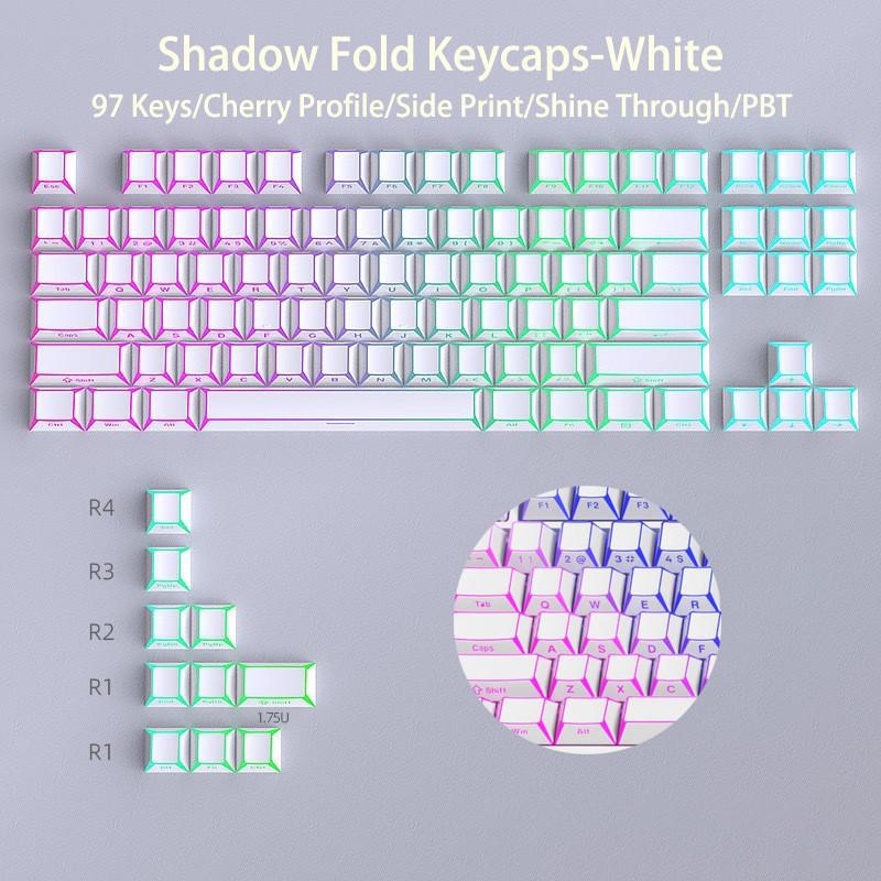 126 Keys Black Custom Double Shot Shine Through Keycaps RGB Backlit PBT Keycaps Cherry Profile for MX Switches Gaming Keyboard