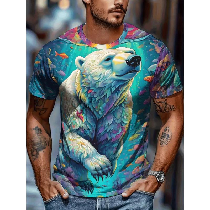 Fashion Men's Crew Neck Short Sleeve T-Shirt 3D Color Printing Summer Crew Neck T-Shirt
