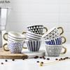 Ceramic Milk Coffee Mug Desktop Geometric Pattern Tea Milk Cups 100ml Creative Home Kitchen Coffeeware Handle Tea Coffee Cup Mug
