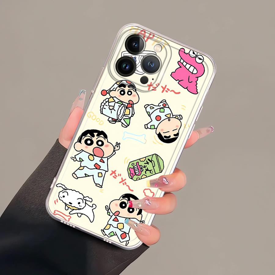 Cute Crayons Shinchan Case for iPhone 17 Pro Max XR 13 Pro 15 12 Mini 7 8 Air 16 14 Plus XS Max 11 Soft Phone Cover