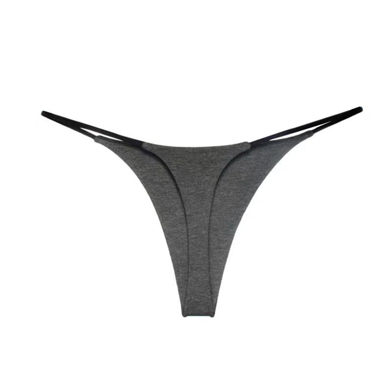 Europe and The United States Double Skinned Sexy Thong Low Waist Double Layer Bikini Cotton Women's T Underpants