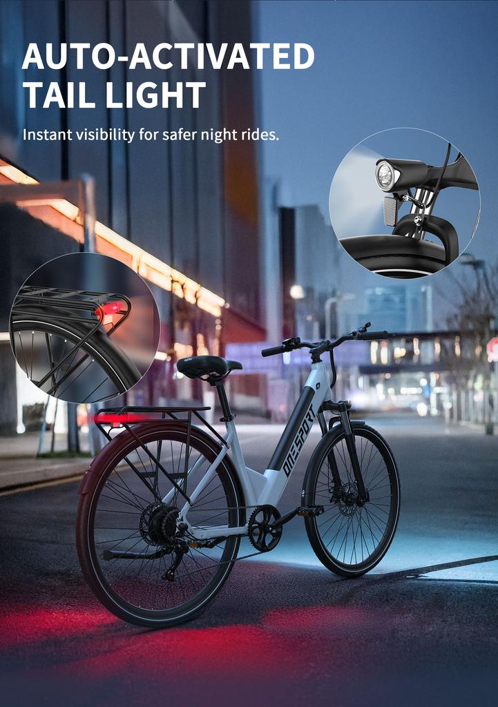 Onesport OT12 27.5 Electric bike Peak 250W36V13AH city Electric bike lights and rear lights