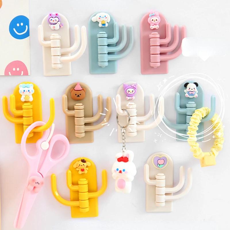 Rotatable Multi-purpose Cartoon Three-hook Hook Cute Student Dormitory Punch-free Traless Sticky Hook Wall Door Key Hook Tools