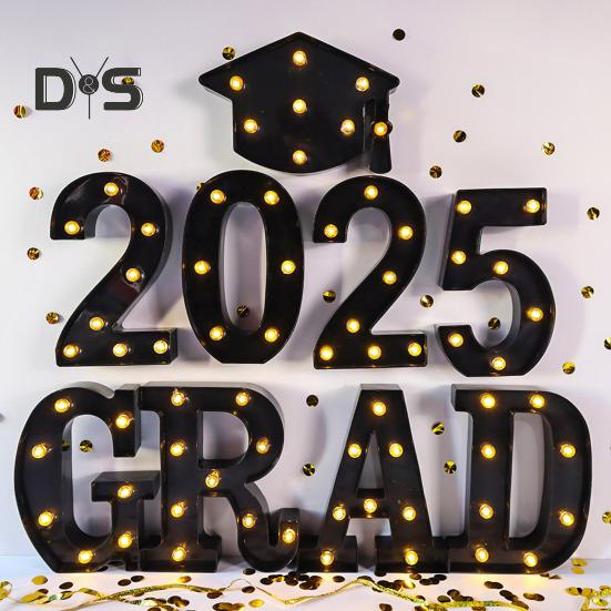Выпускные светящиеся буквы 2025 года Выпускные светодиодные буквы Знаки Поздравления Выпускной вечер принадлежности для детского сада Дошкольное учреждение Средняя школа колледж