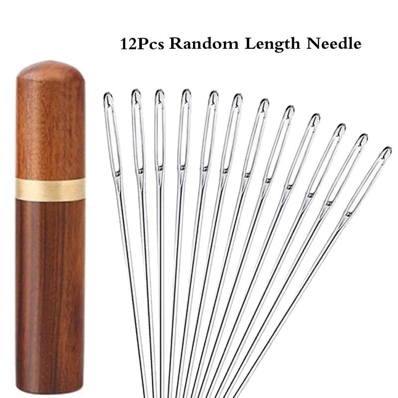 Набор из 12 игл для ручного шитья в деревянном футляре — идеально подходит для шитья, вязания и вышивания