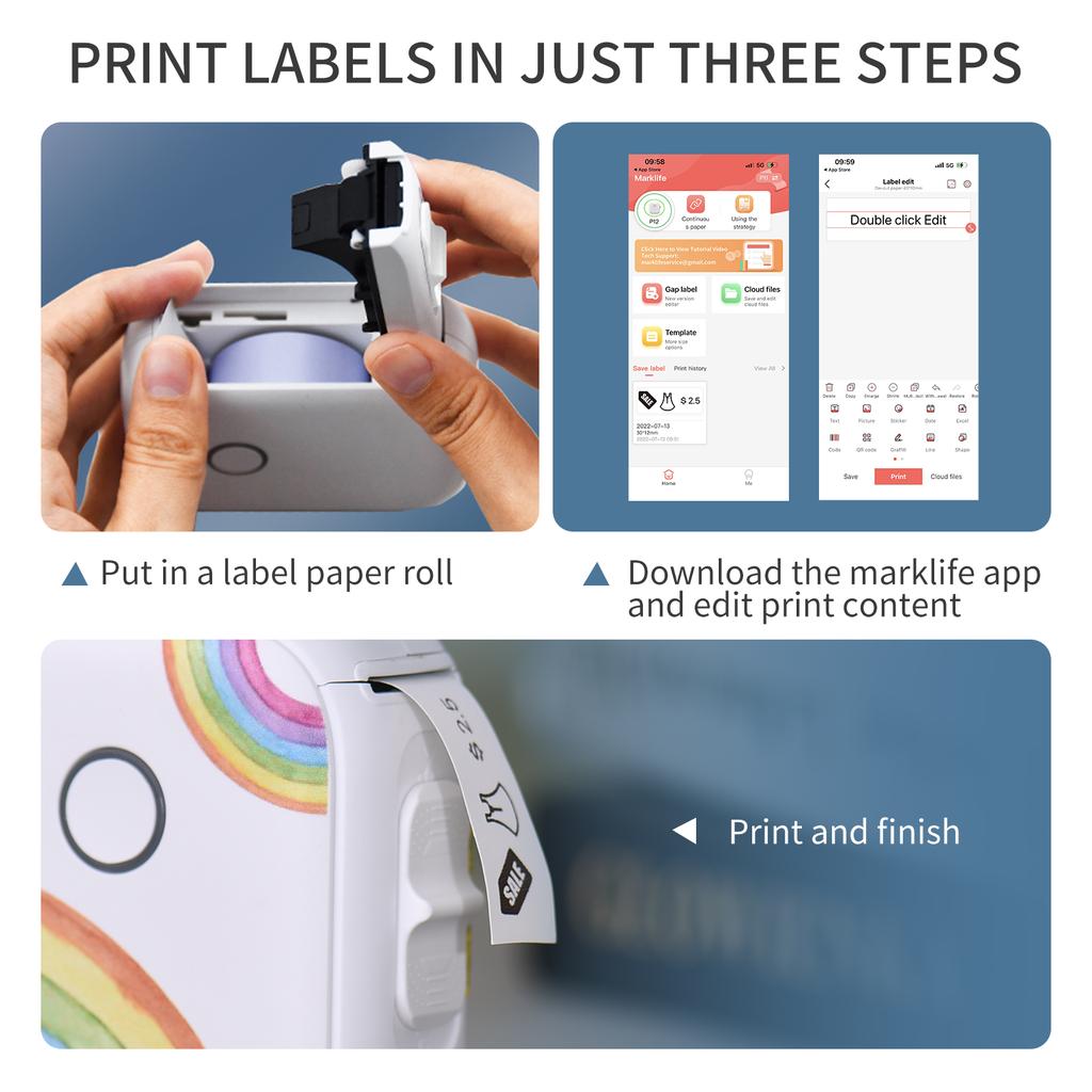 Mini Label Maker Machine Pocket Labeler Sticker Thermal Printer for Organizing Adhesive Tag DIY