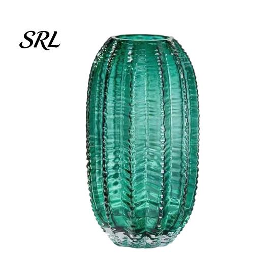 Luxury Room Aesthetic Decor Cactus Glass Vase, Transparent Modern Flower Vase for Dried Flowers & Fresh Versatile Home Accent Floral Arrangements,