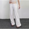 Casual Loose White Straight Leg Women Pants Homewear Sweatpants Shirring Basic All-Match Full Length Trousers Bottoms 2025 Spring Autumn
