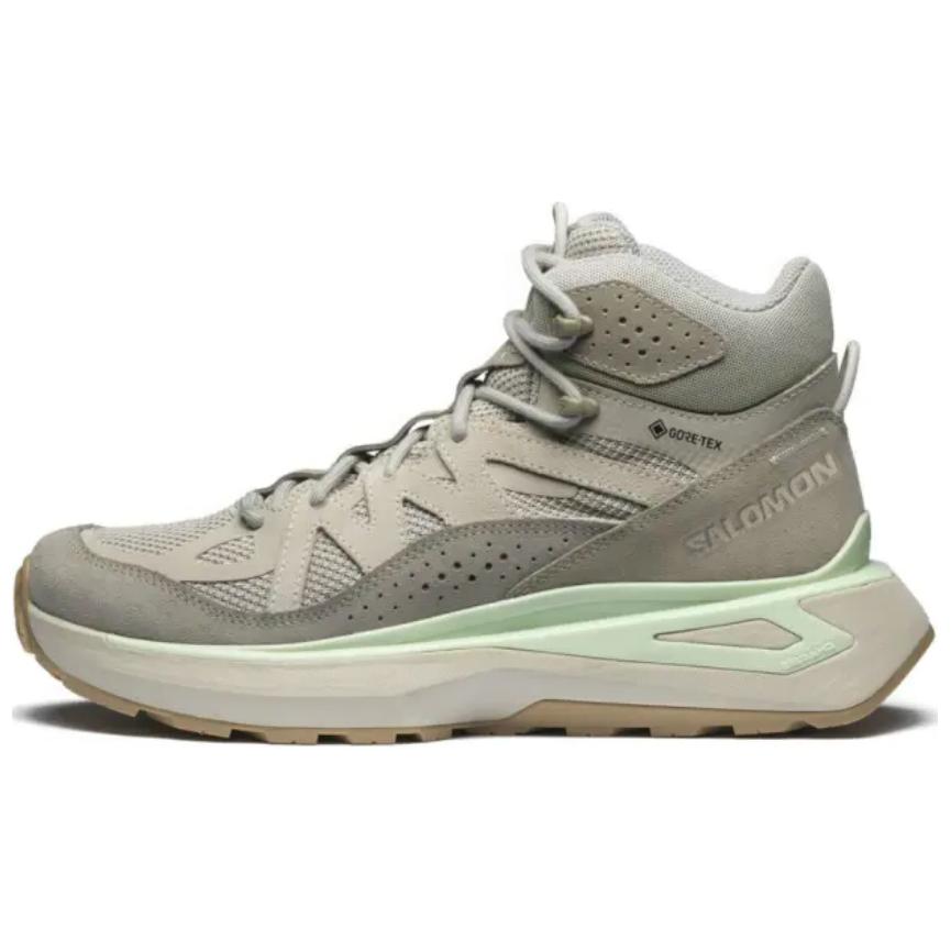 SALOMON Odyssey Elmt Mid Gtx Slip Resistant Durable Waterproof Running Shoes Unisex Running Shoes Flint-Lime 475901