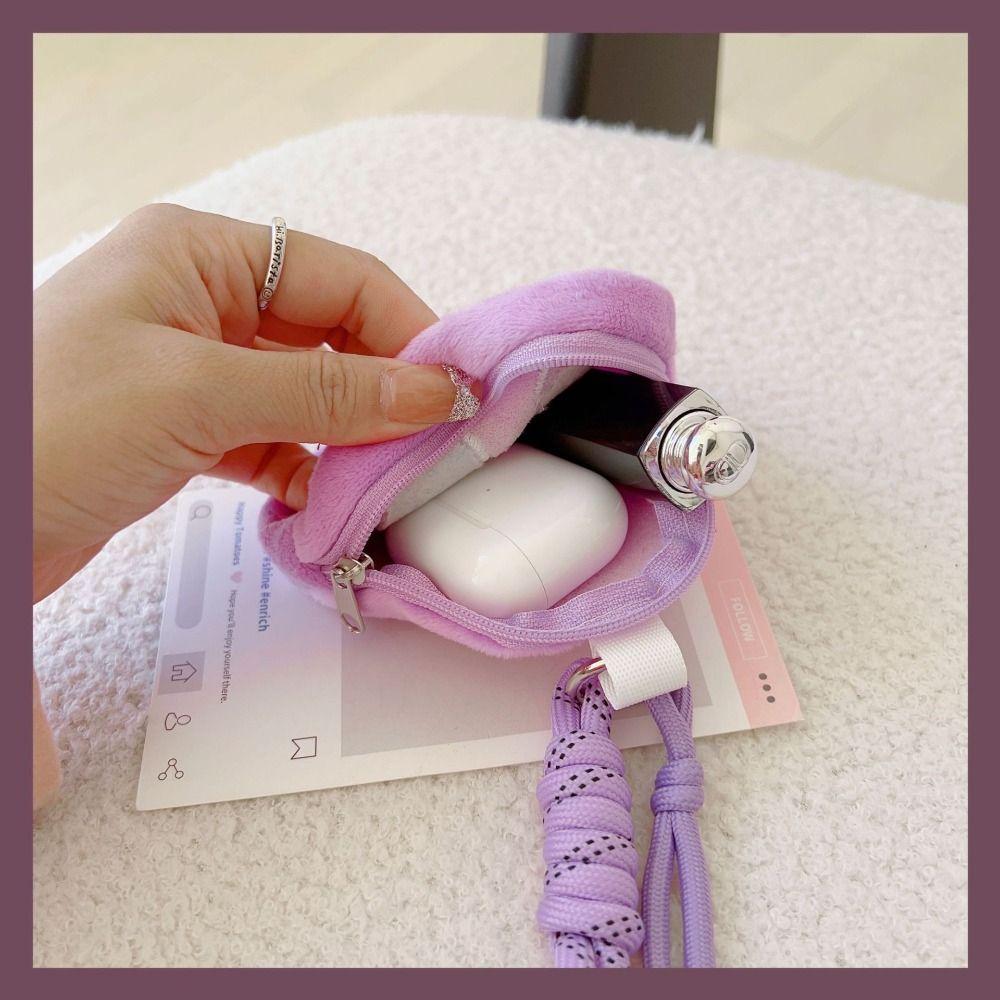 Cute Plush Penguin Coin Purse Colorful Hanging Rope Mini Storage Bag Small Makeup Bag  Students