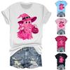 Women's Casual Halloween Breast Print T-Shirt Round Neck Pullover Short Sleeve Top