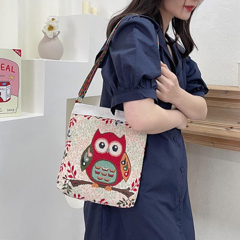 Yogodlns Холщовая сумка кроссбоди в этническом стиле с вышивкой слона для женщин и девушек