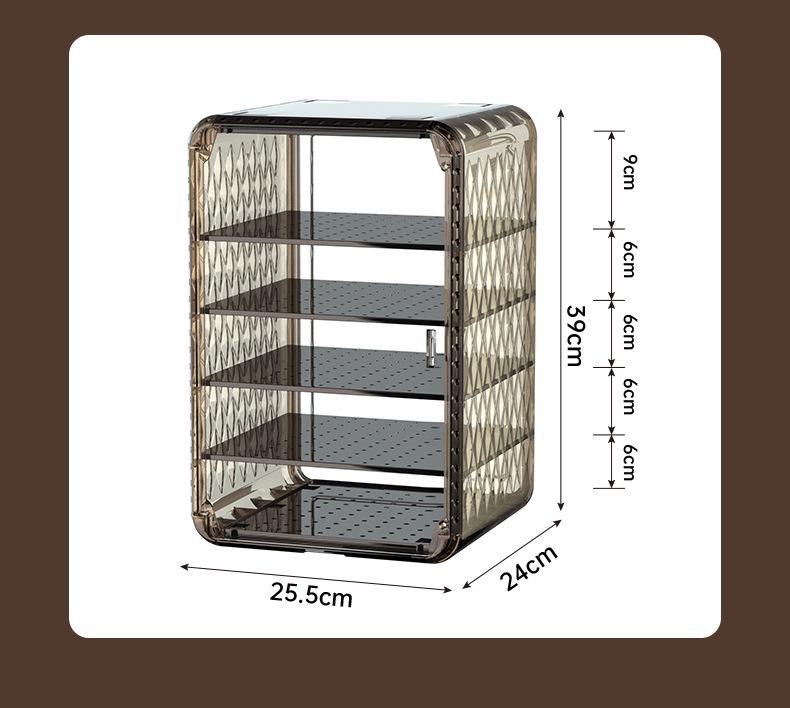 Настольный органайзер для косметики: Пыленепроницаемый, Большая вместимость, Прозрачное хранение для ухода за кожей, помады и масок.