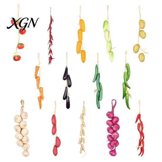 Realistic Fake Vegetables for Farmhouse Display Artificial Hanging String, Simulation Pendants, Kitchen Wall Vegetable Skewers Cafe Decor, Foam Props