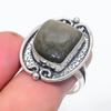 Кольцо из стерлингового серебра 925 пробы с натуральным серебряным блеском и обсидианом, размер 9 o1G88