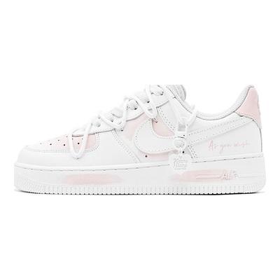 Air Force 1 Нескользящие Нескользящие Низкие Кеды для Скейтборда Женские Розовые Белые DH2920-111(TeamS-S-BOX)