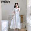 Vintage V Neck Dress Short Sleeve Breathable White Dresses Summer New Korean Fashion A Line French Style Frcok Wholesale
