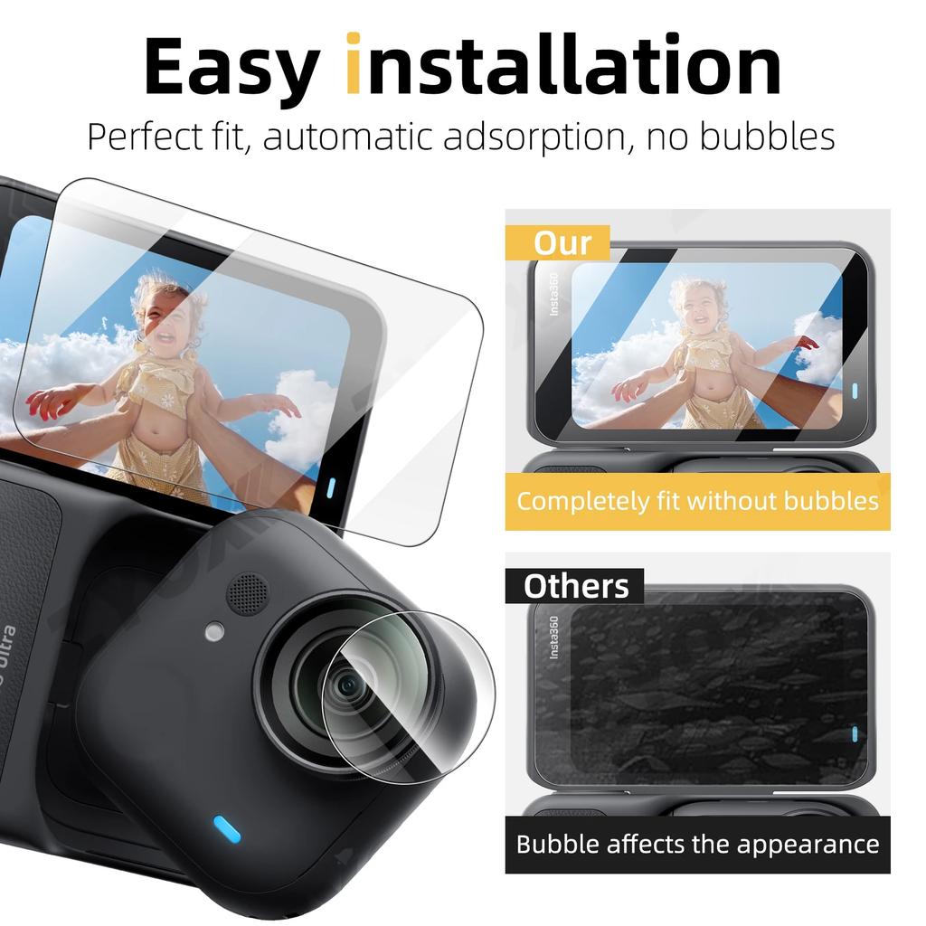 9H Hardness Glass for Insta360 Go Ultra Screen + Lens Protector Clear Ultra-HD Tempered Glass Anti-scratch Film Accessories