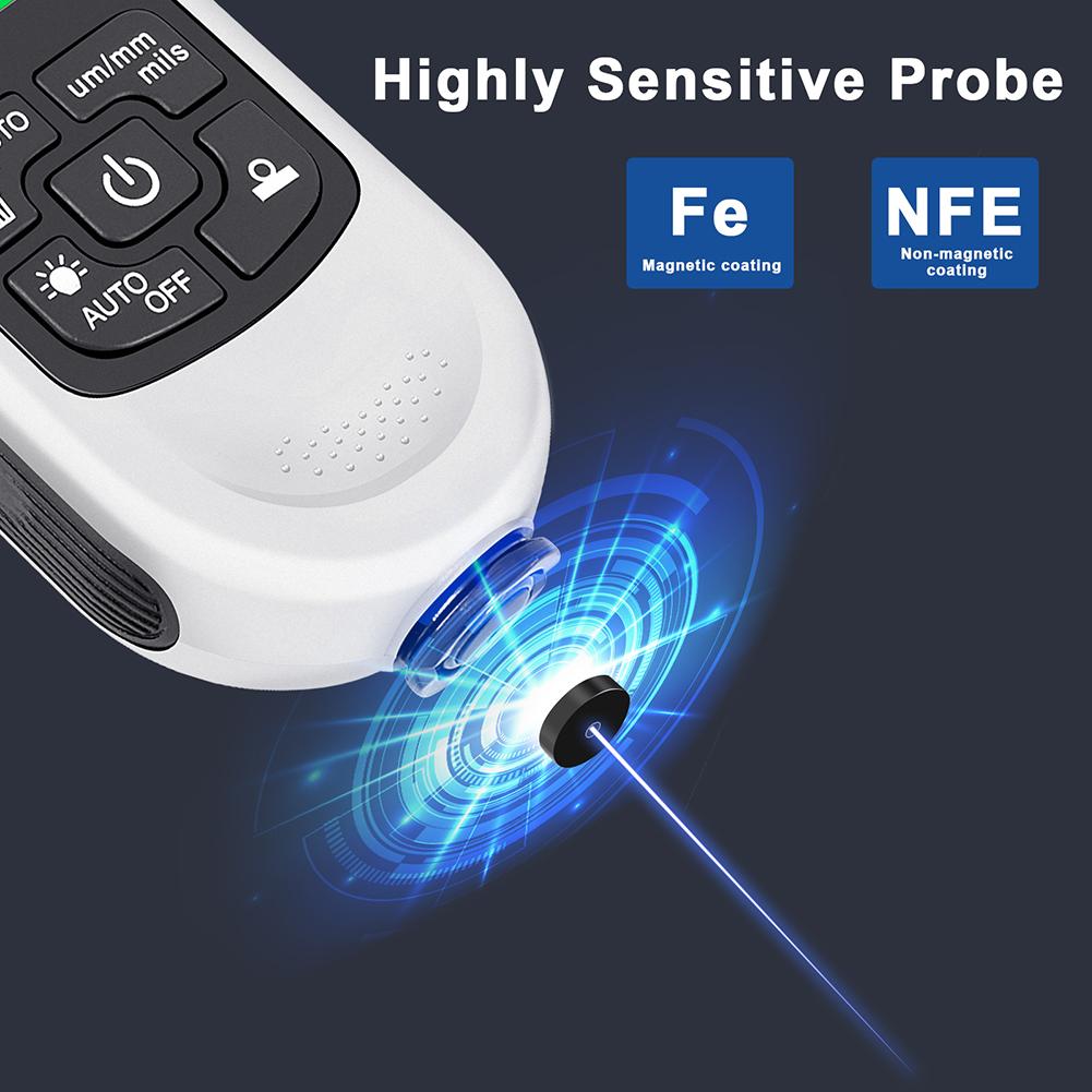 Толщиномер покрытия HW-300 0-2000UM Тестер толщины автомобильной краски Инструменты для измерения толщины автомобильного покрытия Ручной инструмент для покраски