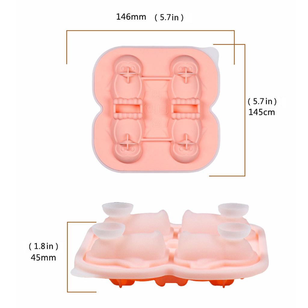 Инструмент для приготовления льда в виде пингвина с 4 отверстиями, цветной шоколадной сырной палочкой в виде животного, силиконовая форма для украшения торта на день рождения