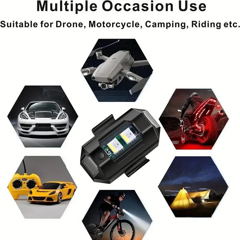 Мотоциклетные фары, стробоскоп для дрона, USB светодиодный светильник для предотвращения столкновений, велосипед, самолет, ночной полет, мини-мигающий предупредительный сигнальный свет