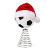 Rugby Christmas Tree Topper with Santa Hat Spring Base Bouncing Sports Ornament Fun Desk Decor for Holiday Parties Valentine's Day Gifts