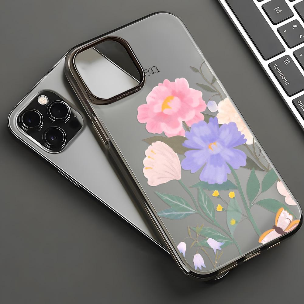 Чехлы для мобильных телефонов iPhone 11 13 15 Pro Max 12 14 Pro Max Чехол для iPhone 16 15 Plus 13 Pro 12 Матовая текстура с рисунком в виде мультяшных цветов