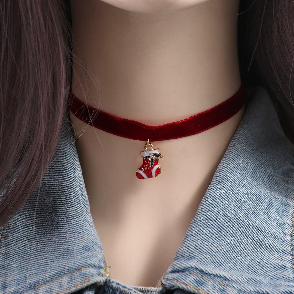 Cartoon Christmas Choker Clavicle Chain Cartoon Pendant Choker Velvet Collar Necklaces Festival