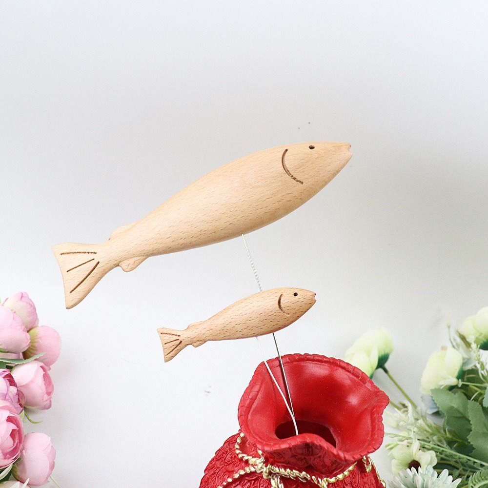 Wood Carving Artificial Sea Fish Toy Realistic Fish Playset Model Home Kitchen Decor