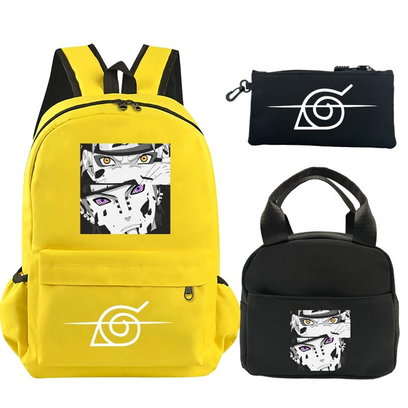 3 шт./компл. рюкзак аниме Наруто с принтом книжная сумка с сумкой для обеда пенал подростковый детский школьный рюкзак для девочек и мальчиков
