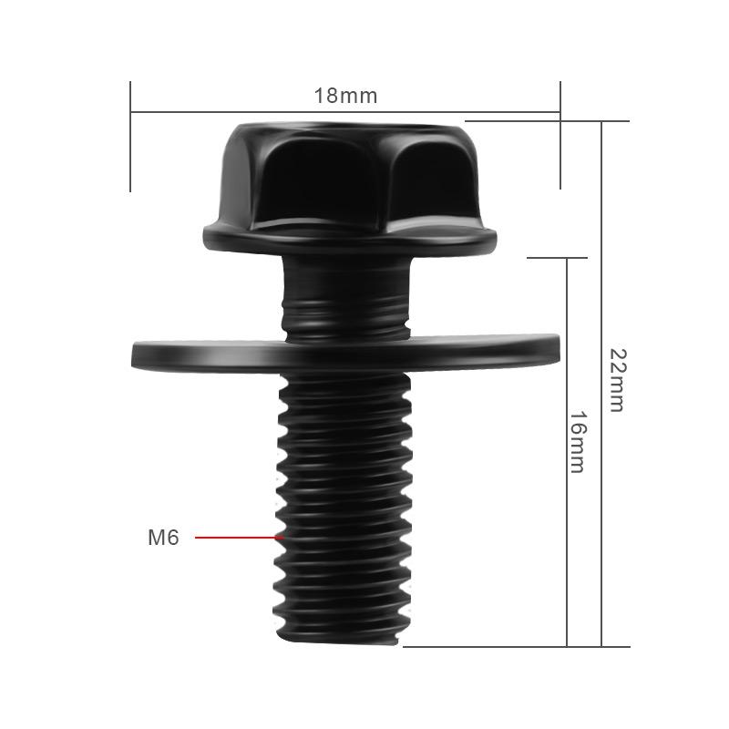 20PCS Car Screws Bolts For Toyota Truck Body Nuts- M6-1.0 x 16mm Long- 10mm Hex- 17mm Washer Wear-resisting Black Accessories
