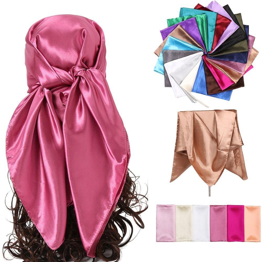 90cm Satin Silk Scarf Soft Head Scarf Luxury Square Neck Scarves Ladies/Girls