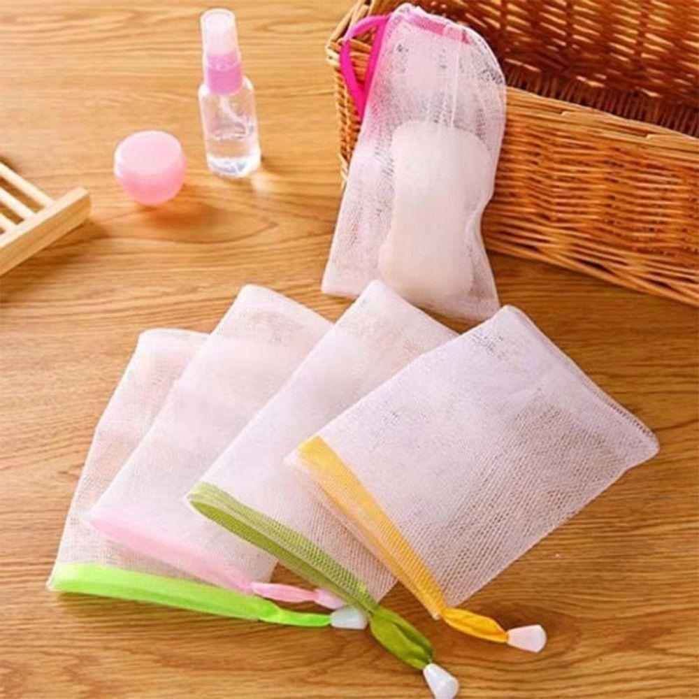 50Pcs Double Layer Bath Foaming Mesh Bags Hangable Soap Bubble Bags Foaming Scrubbers