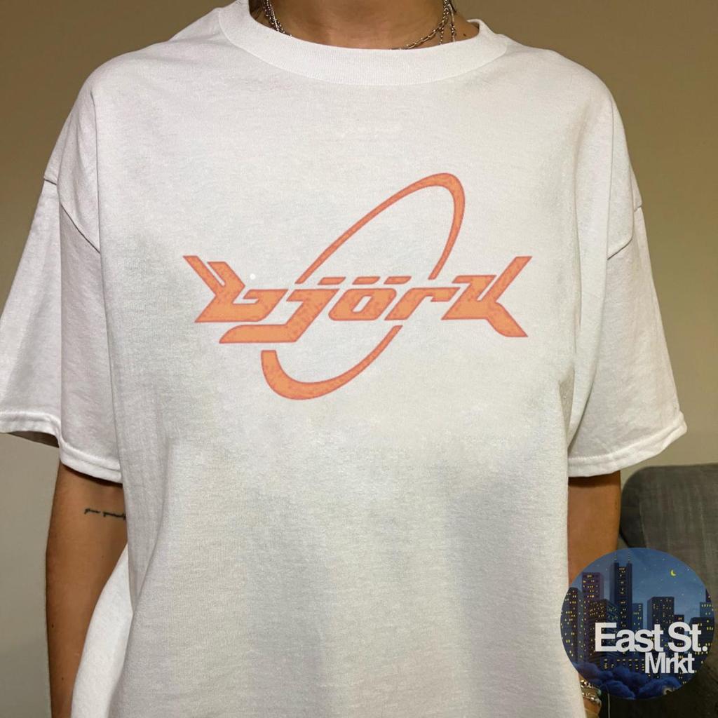 Bjork Y2K 2001 Logo Graphic T-Shirt: Vintage Pop Style, Retro Music Tee