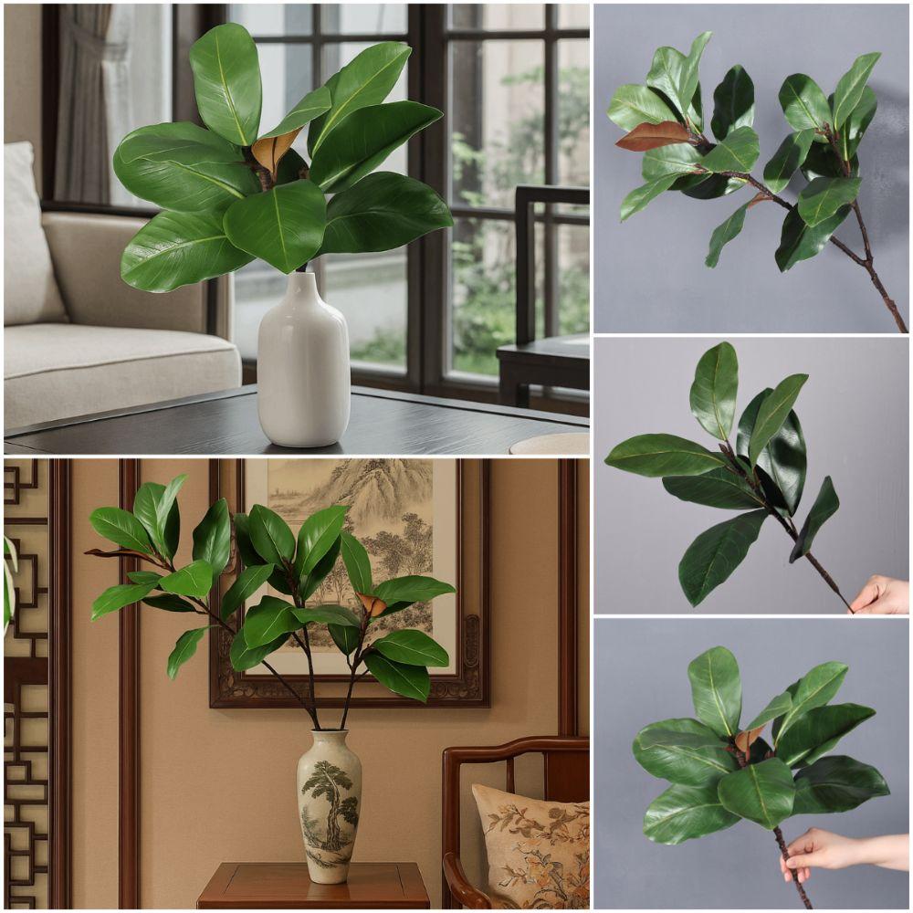 Red Green Artificial Magnolia Leaves Floral Arrangement Faux Magnolia Branch Wedding