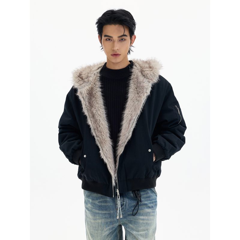 Kisko Зимняя Модная Марка Двусторонняя Летная Хлопковая Куртка для Мужчин и Женщин с Чувством Дизайна, Теплое и Толстое Пальто с Капюшоном