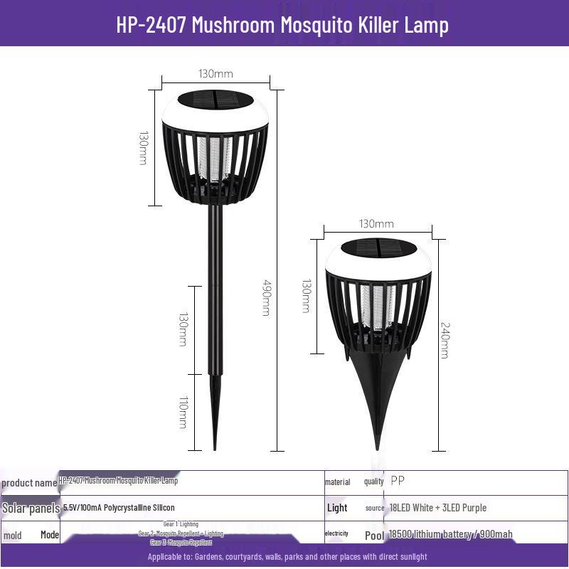 Waterproof Solar Electric Mosquito Killer Lamp for Outdoor Garden Use