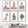 Cartoon Christmas Holiday Tree Sock Snowman Car Dog Wall Art Canvas Painting Posters And Prints Wall Pictures Kids Room Decor No Frame
