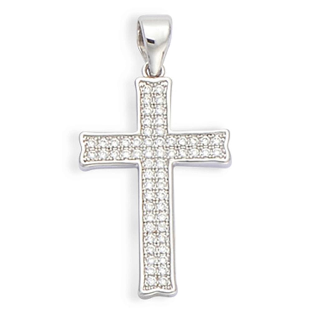Les Trésors De Lily [L4646] - Silver Pendant 'Cross' Silver-white (rhodium-plated) - 30x15 Mm