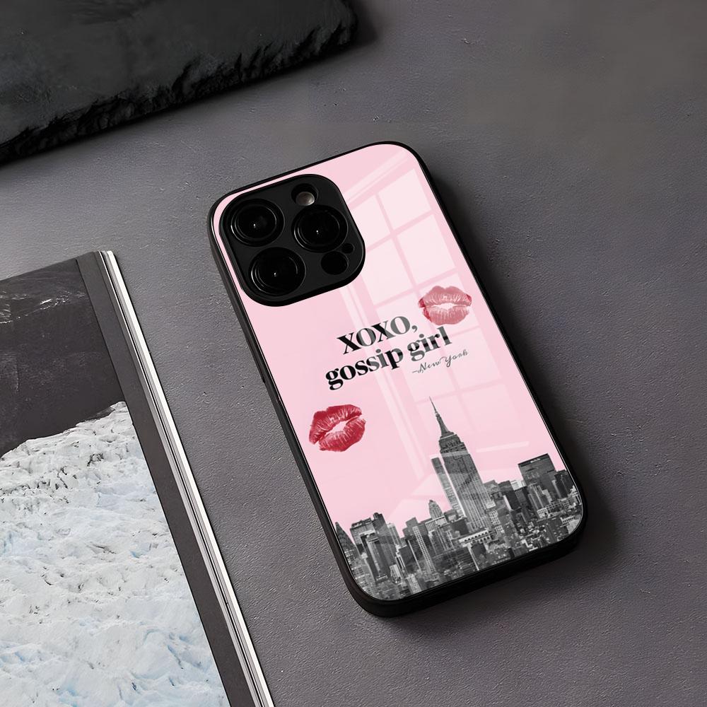 Чехол для телефона TV G-Gossip-G-Girl для IPhone 17 Air 16 E Pro Max 15 14 13 Mini 12 Pro 11 Max Plus Черный Стеклянный Чехол