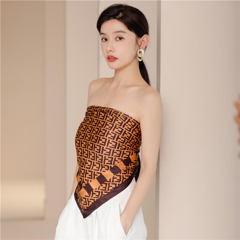 Шелковый твилл большой квадратный платок женский новый letter color matching scarf европейский и американский стиль шелковый платок 91 см большого размера платок на голову