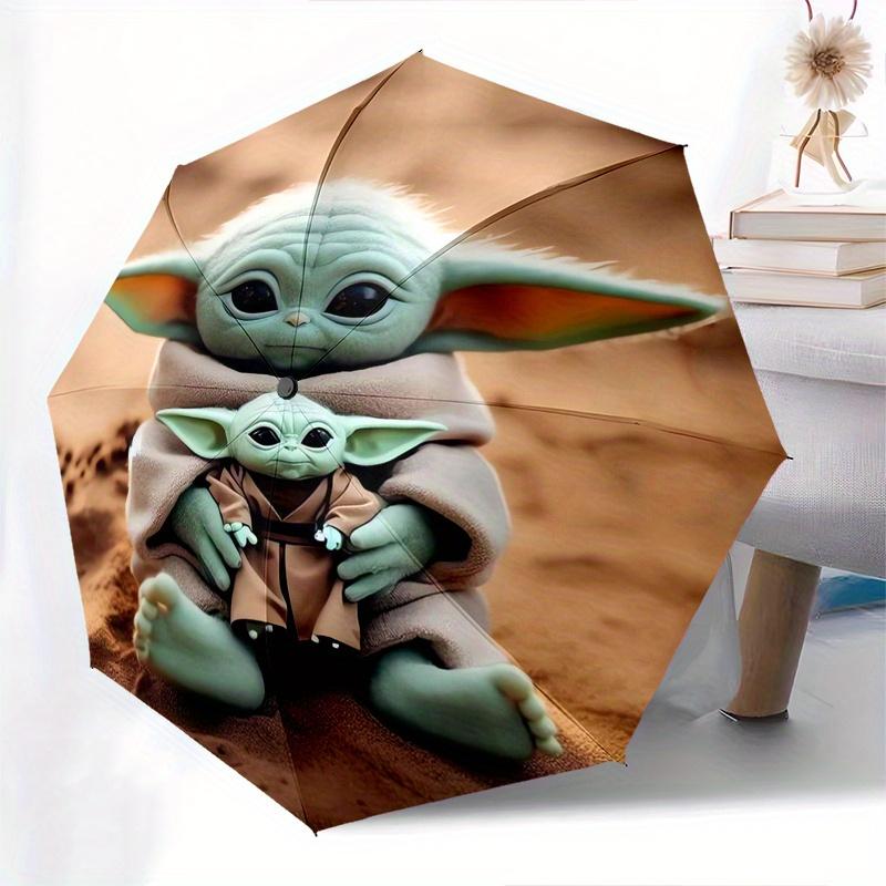 Yoda,Grogu Fully automatic themed umbrella   8 ribs durable iron frame, tri fold compact design, perfect as a gift, travel umbrella, unisex,